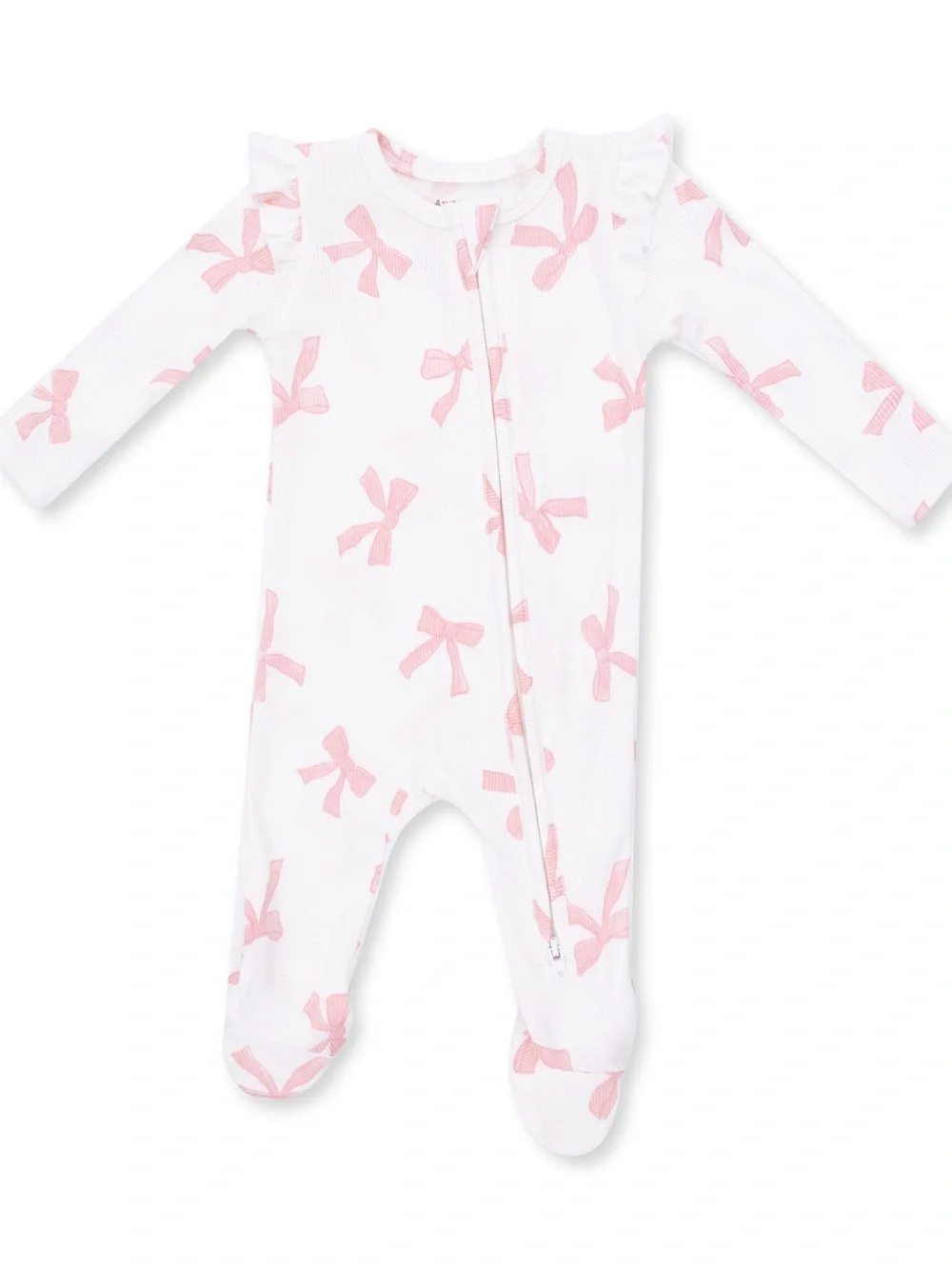 Angel Dear White Footed One-Piece with Pink Bow Print 0-3 3-6 6-9 months